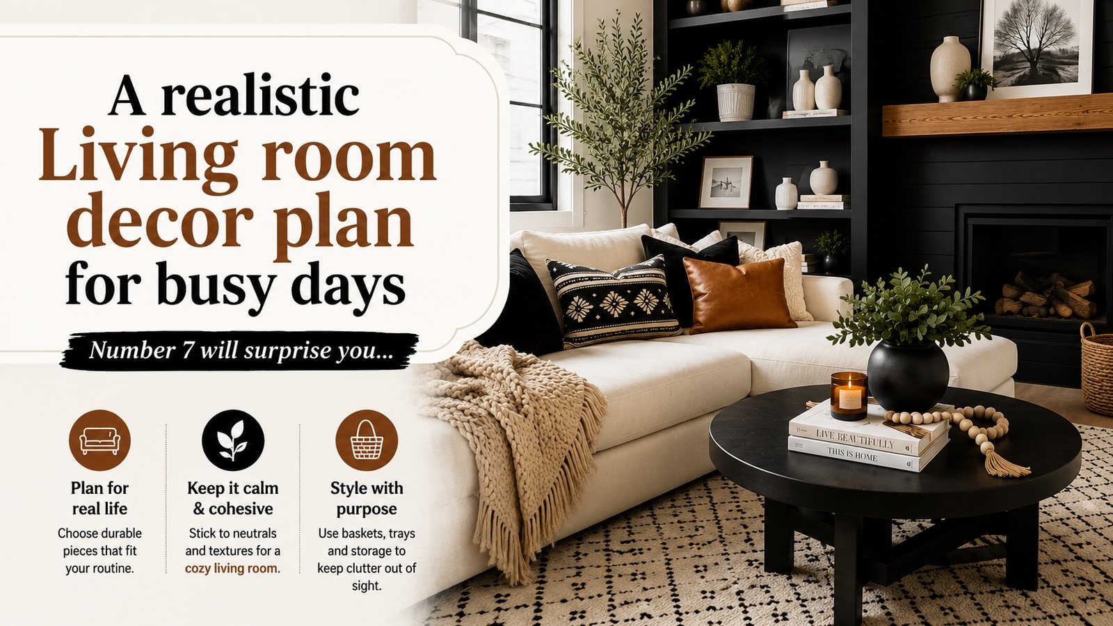 A realistic Living room decor plan for busy days
