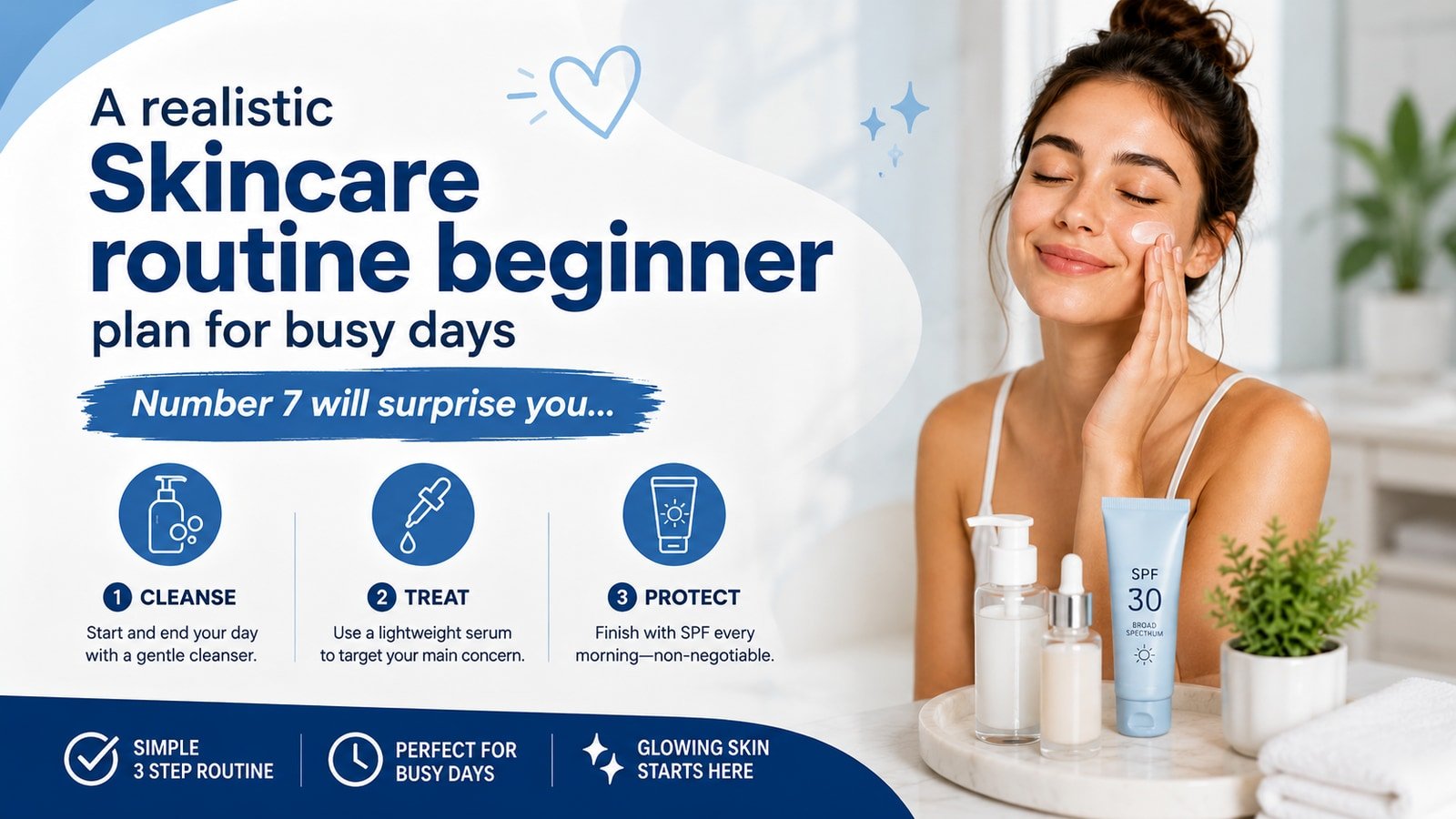 A realistic Skincare routine beginner plan for busy days