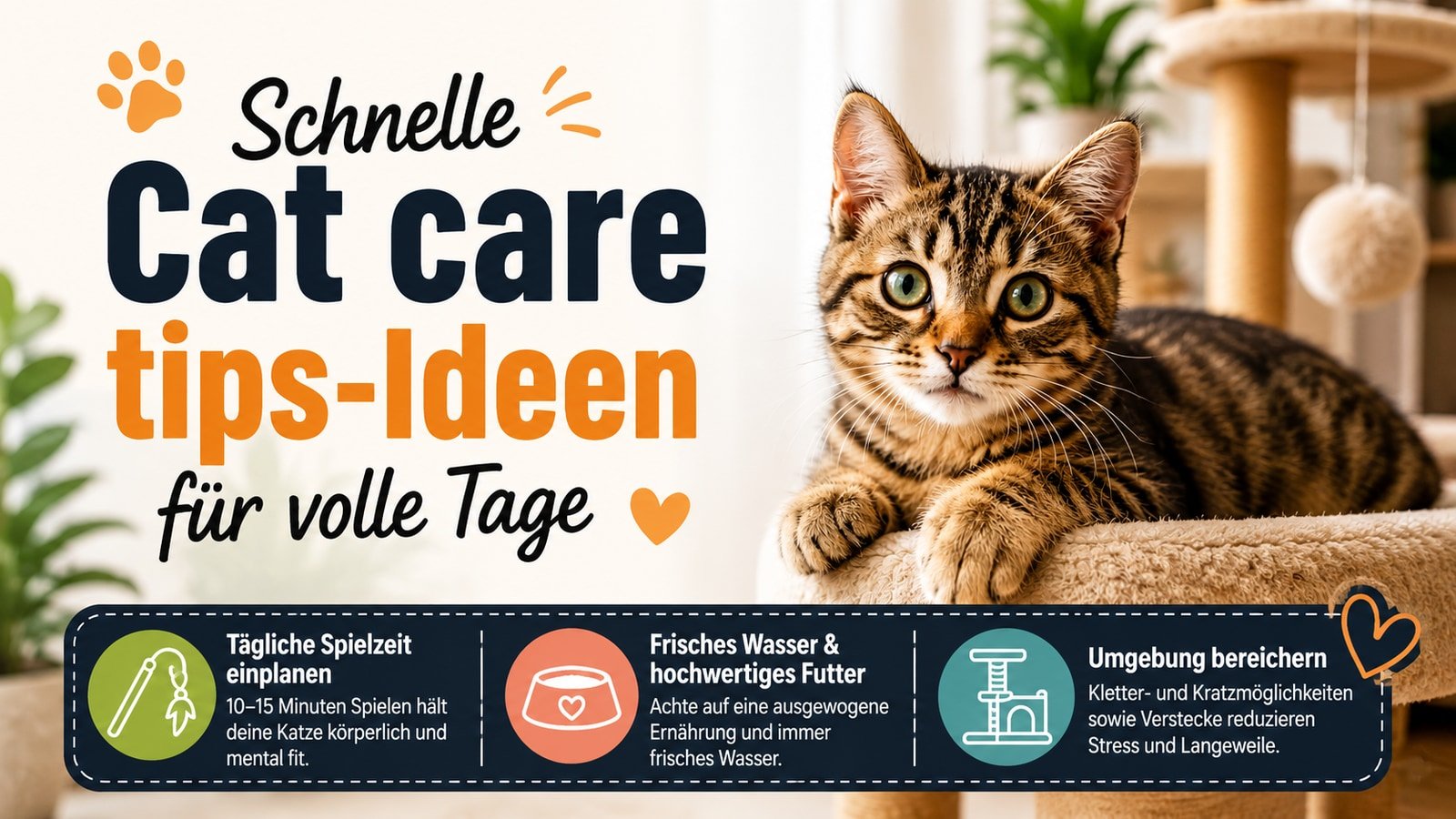 Schnelle Cat care tips-Ideen für volle Tage
